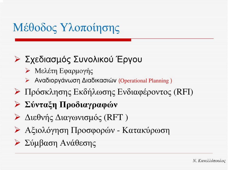 Εκδήλωσης Ενδιαφέροντος (RFI) Σύνταξη Προδιαγραφών ιεθνής