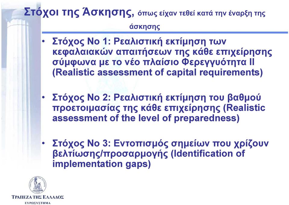 requirements) Στόχος Νο 2: Ρεαλιστική εκτίμηση του βαθμού προετοιμασίας της κάθε επιχείρησης (Realistic assessment of