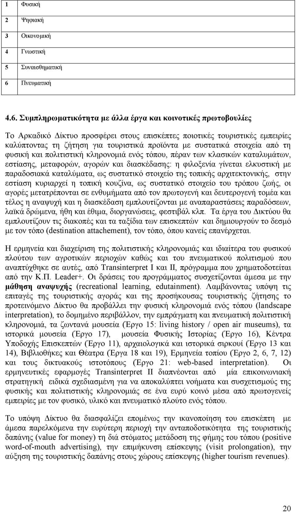 πκπιεξσκαηηθφηεηα κε άιια έξγα θαη θνηλνηηθέο πξσηνβνπιίεο Σν Αξθαδηθφ Γίθηπν πξνζθέξεη ζηνπο επηζθέπηεο πνηνηηθέο ηνπξηζηηθέο εκπεηξίεο θαιχπηνληαο ηε δήηεζε γηα ηνπξηζηηθά πξντφληα κε ζπζηαηηθά