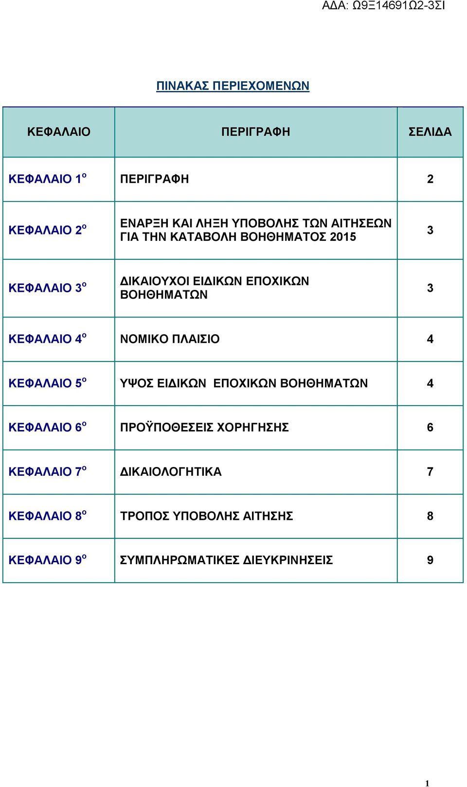 4 ο ΝΟΜΙΚΟ ΠΛΑΙΣΙΟ 4 ΚΕΦΑΛΑΙΟ 5 ο ΥΨΟΣ ΕΙΔΙΚΩΝ ΕΠΟΧΙΚΩΝ ΒΟΗΘΗΜΑΤΩΝ 4 ΚΕΦΑΛΑΙΟ 6 ο ΠΡΟΫΠΟΘΕΣΕΙΣ ΧΟΡΗΓΗΣΗΣ 6