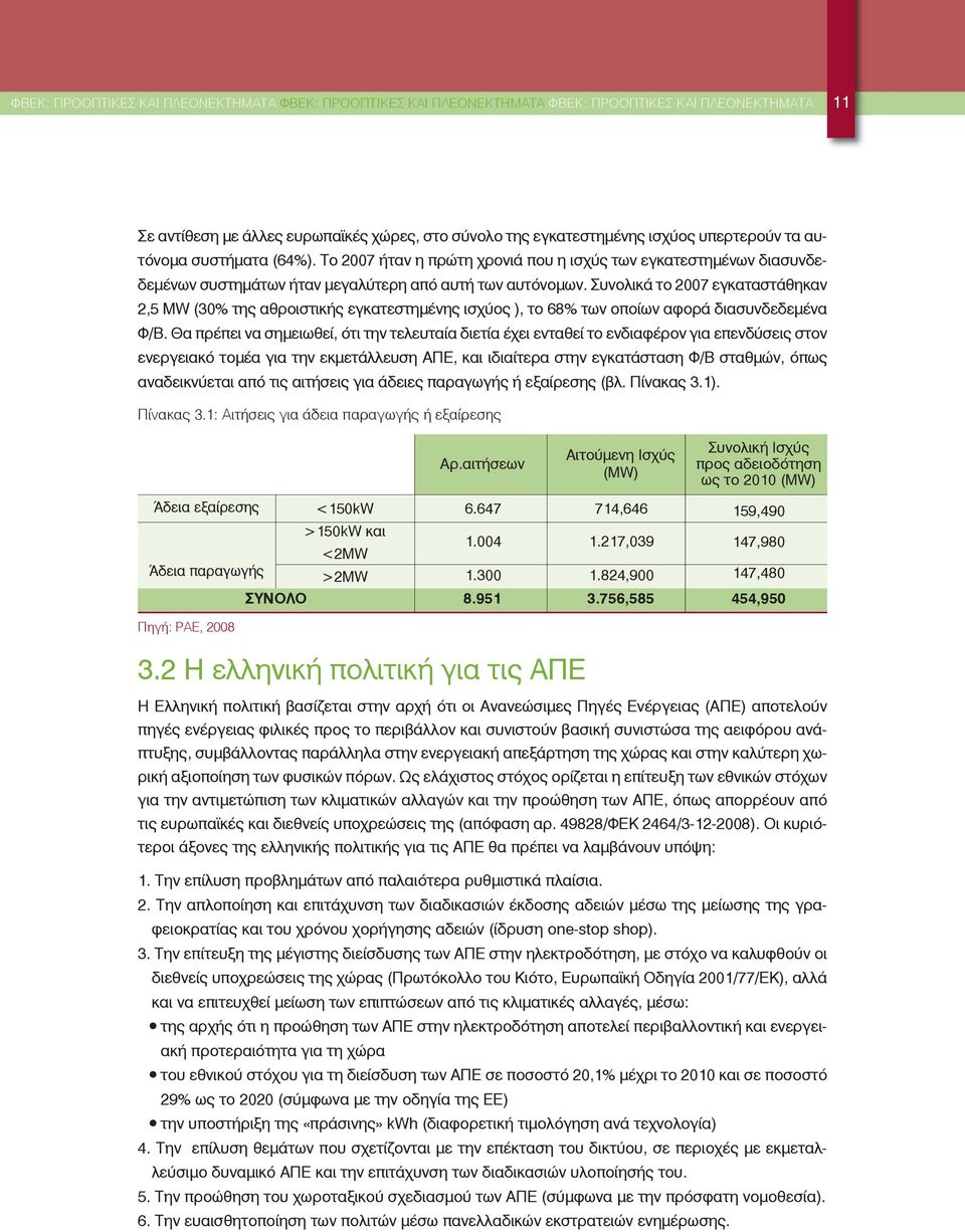 Συνολικά το 2007 εγκαταστάθηκαν 2,5 ΜW (30% της αθροιστικής εγκατεστημένης ισχύος ), το 68% των οποίων αφορά διασυνδεδεμένα Φ/Β.