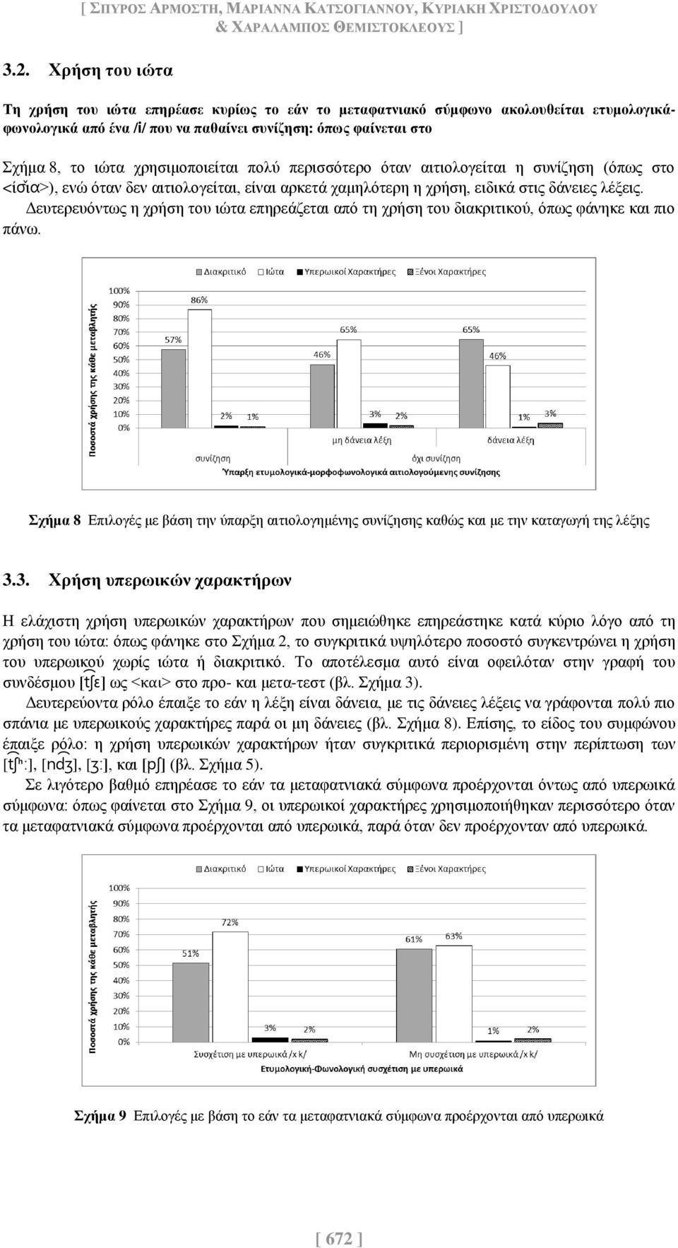 χρησιμοποιείται πολύ περισσότερο όταν αιτιολογείται η συνίζηση (όπως στο <ί ια>), ενώ όταν δεν αιτιολογείται, είναι αρκετά χαμηλότερη η χρήση, ειδικά στις δάνειες λέξεις.