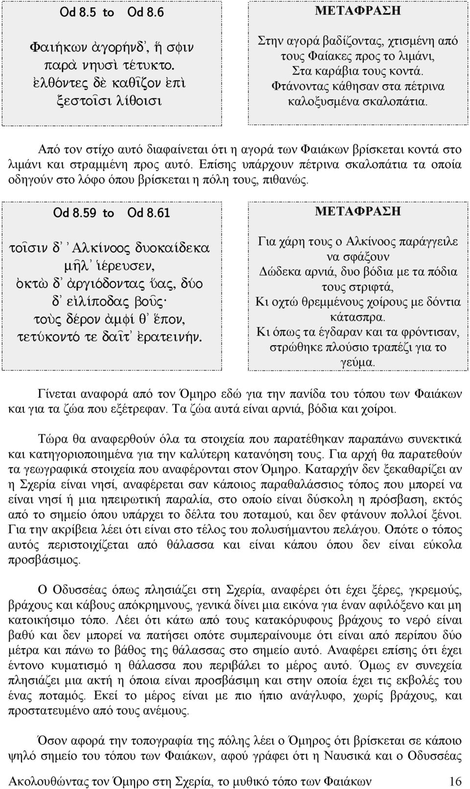 Από τον στίχο αυτό διαφαίνεται ότι η αγορά των Φαιάκων βρίσκεται κοντά στο λιμάνι και στραμμένη προς αυτό.