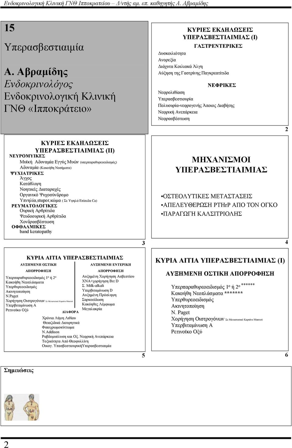 Νεφρολιθίαση Υπερασβεστιουρία Πολυουρία-νεφρογενής Άποιος ιαβήτης Νεφρική Ανεπάρκεια Νεφρασβέστωση ΚΥΡΙΕΣ ΥΠΕΡΑΣΒΕΣΤΙΑΙΜΙΑΣ (II) ΝΕΥΡΟΜΥΙΚΕΣ Μυϊκή Αδυναµία Εγγύς Μυών (υπερπαραθυρεοειδισµός) Αδυναµία