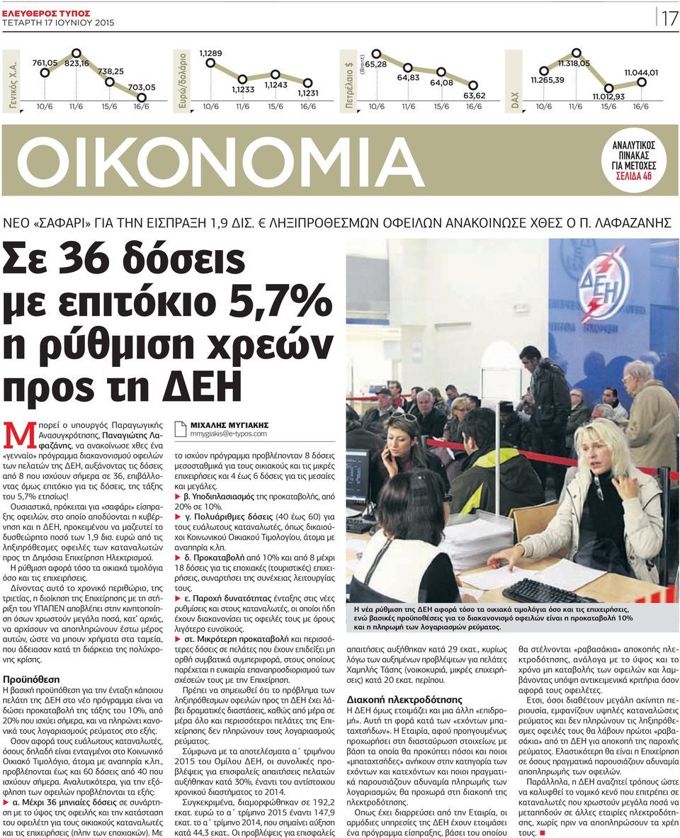 ΕΙΣΠΡΑΞΗ 1,9 ΔΙΣ. ΛΗΞΙΠΡΟΘΕΣΜΩΝ οφειλων ΑΝΑΚΟΙΝΩΣΕ ΧΘΕΣ Ο Π.