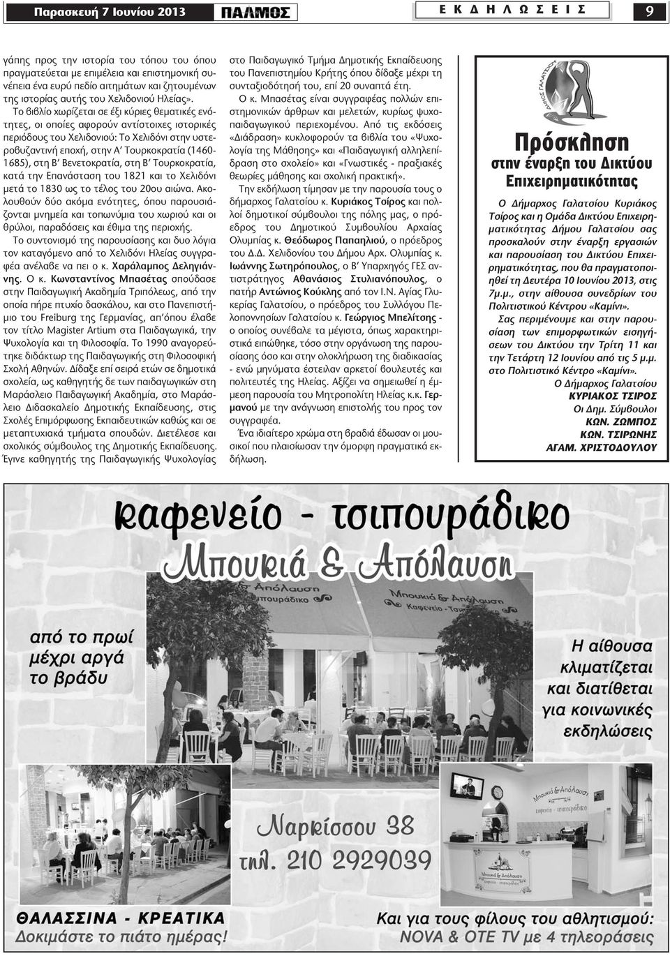 Το βιβλίο χωρίζεται σε έξι κύριες θεματικές ενότητες, οι οποίες αφορούν αντίστοιχες ιστορικές περιόδους του Χελιδονιού: Το Χελιδόνι στην υστεροβυζαντινή εποχή, στην Α Τουρκοκρατία (1460-1685), στη Β