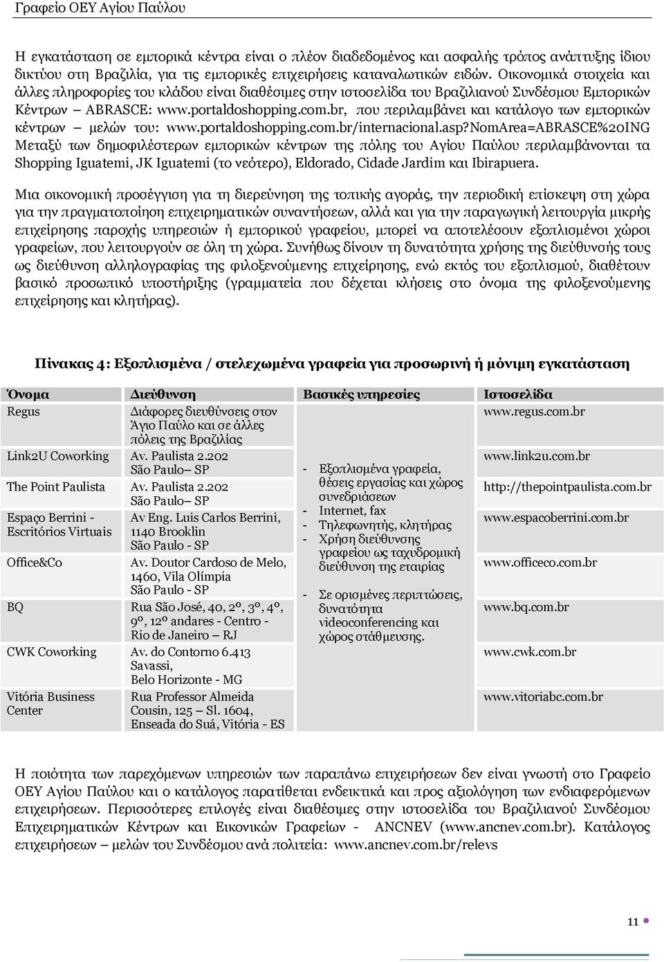 br, που περιλαμβάνει και κατάλογο των εμπορικών κέντρων μελών του: www.portaldoshopping.com.br/internacional.asp?