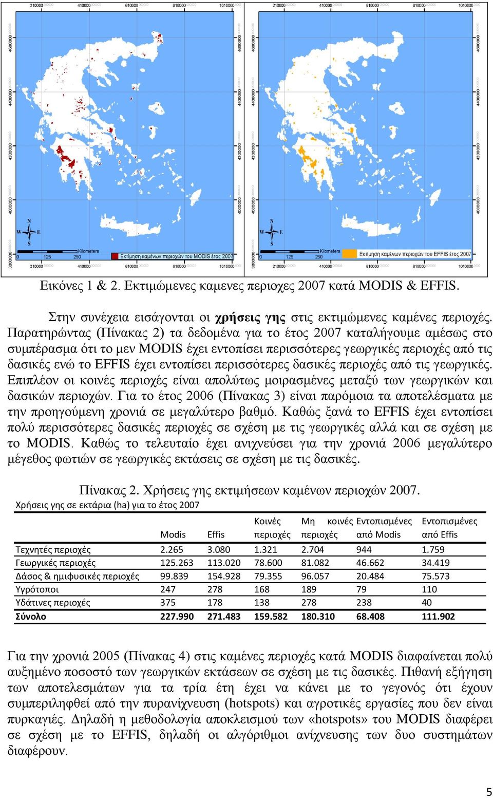 περισσότερες δασικές περιοχές από τις γεωργικές. Επιπλέον οι κοινές περιοχές είναι απολύτως μοιρασμένες μεταξύ των γεωργικών και δασικών περιοχών.