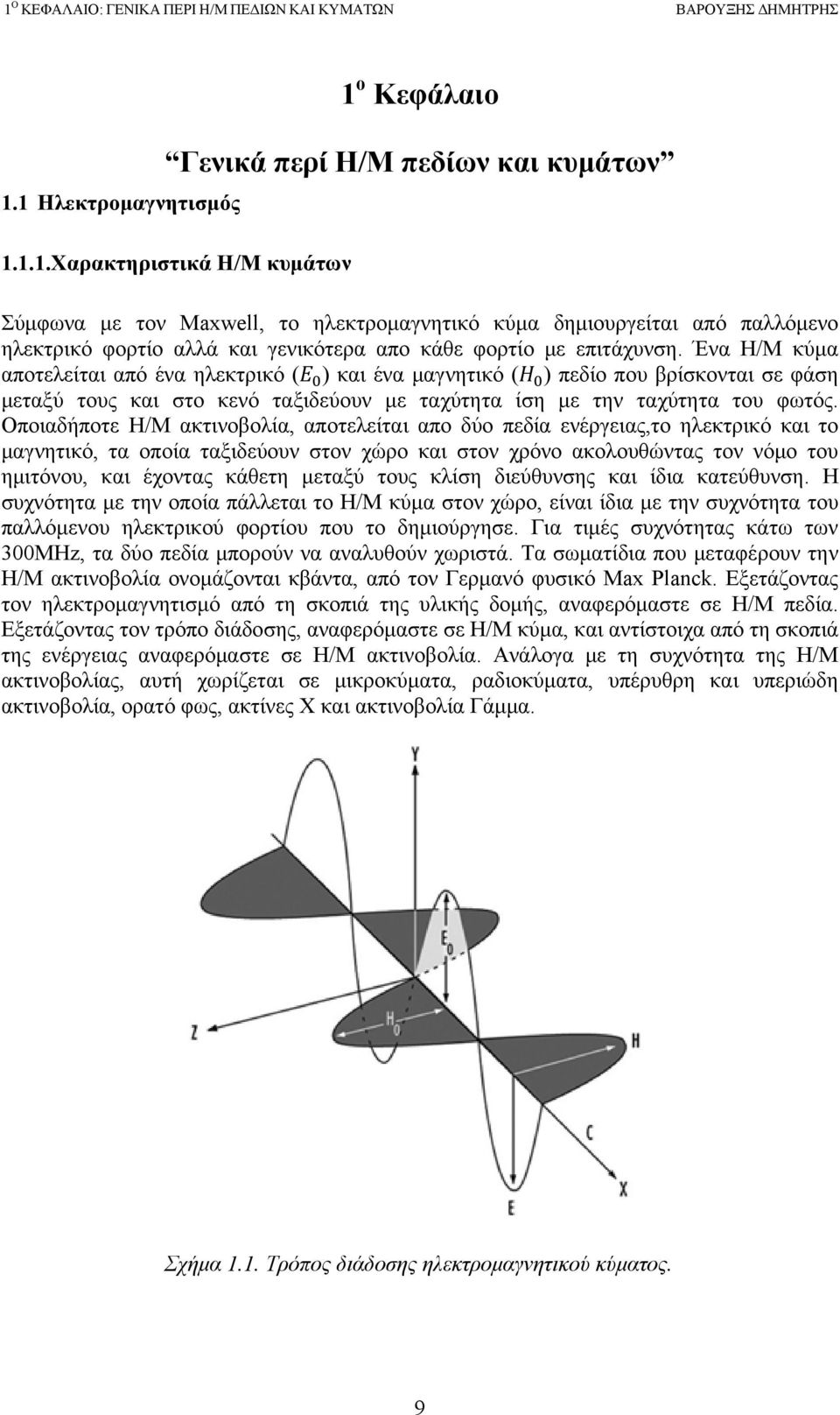 Oποιαδήποτε Η/Μ ακτινοβολία, αποτελείται απο δύο πεδία ενέργειας,το ηλεκτρικό και το μαγνητικό, τα οποία ταξιδεύουν στον χώρο και στον χρόνο ακολουθώντας τον νόμο του ημιτόνου, και έχοντας κάθετη