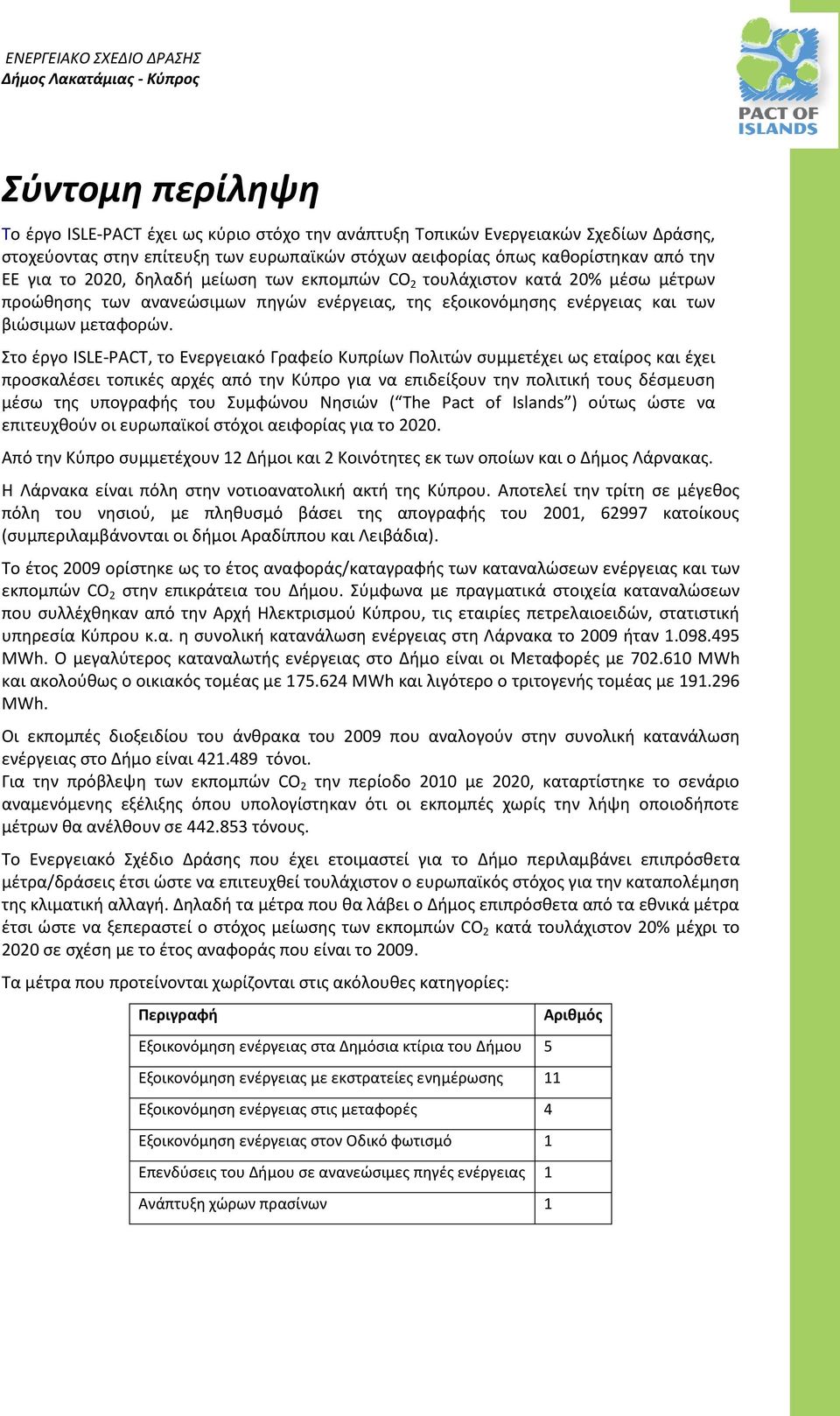 Στο έργο ISLEPACT, το Ενεργειακό Γραφείο Κυπρίων Πολιτών συμμετέχει ως εταίρος και έχει προσκαλέσει τοπικές αρχές από την Κύπρο για να επιδείξουν την πολιτική τους δέσμευση μέσω της υπογραφής του