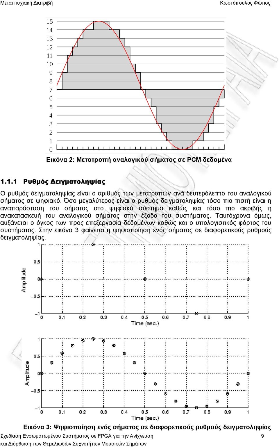 Όσο μεγαλύτερος είναι ο ρυθμός δειγματοληψίας τόσο πιο πιστή είναι η αναπαράσταση του σήματος στο ψηφιακό σύστημα καθώς και τόσο πιο ακριβής η ανακατασκευή του αναλογικού σήματος στην