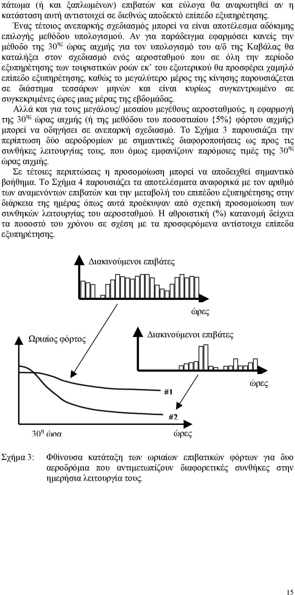 Αν για παράδειγμα εφαρμόσει κανείς την μέθοδο της 30 ης ώρας αιχμής για τον υπολογισμό του α/δ της Καβάλας θα καταλήξει στον σχεδιασμό ενός αεροσταθμού που σε όλη την περίοδο εξυπηρέτησης των