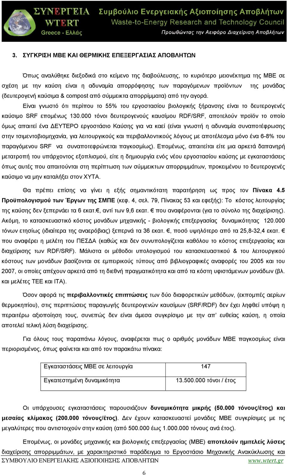 Είναι γνωστό ότι περίπου το 55% του εργοστασίου βιολογικής ξήρανσης είναι το δευτερογενές καύσιμο SRF επομένως 130.