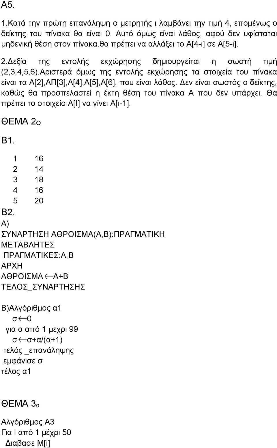 Αριστερά όμως της εντολής εκχώρησης τα στοιχεία του πίνακα είναι τα Α[2],ΑΠ[3],Α[4],Α[5],Α[6], που είναι λάθος.