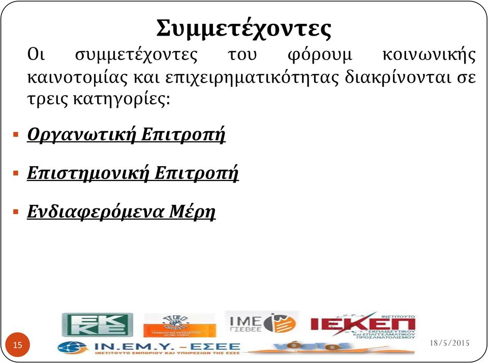 διακρύνονται ςε τρεισ κατηγορύεσ: Οργανωτική