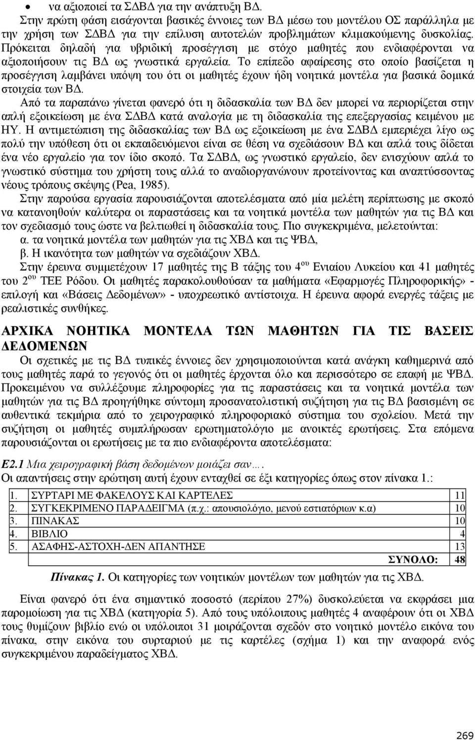 Πρόκειται δηλαδή για υβριδική προσέγγιση με στόχο μαθητές που ενδιαφέρονται να αξιοποιήσουν τις ΒΔ ως γνωστικά εργαλεία.