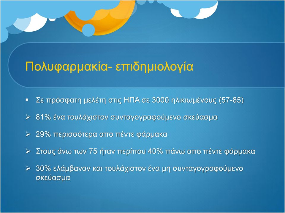 περισσότερα απο πέντε φάρμακα Στους άνω των 75 ήταν περίπου 40% πάνω