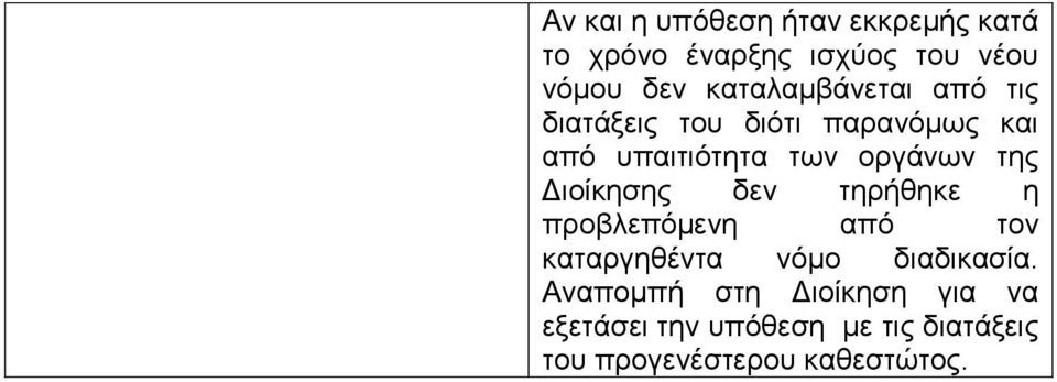 ηεο Γηνίθεζεο δελ ηεξήζεθε ε πξνβιεπφκελε απφ ηνλ θαηαξγεζέληα λφκν δηαδηθαζία.