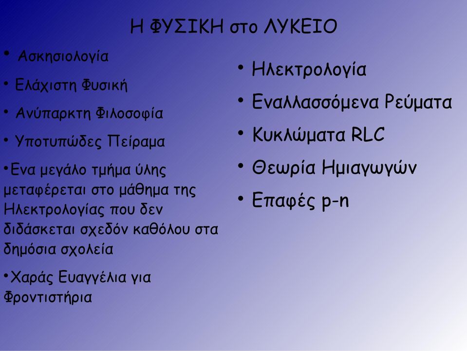 Πείραμα να μεγάλο τμήμα ύλης μεταφέρεται στο μάθημα της Ηλεκτρολογίας που