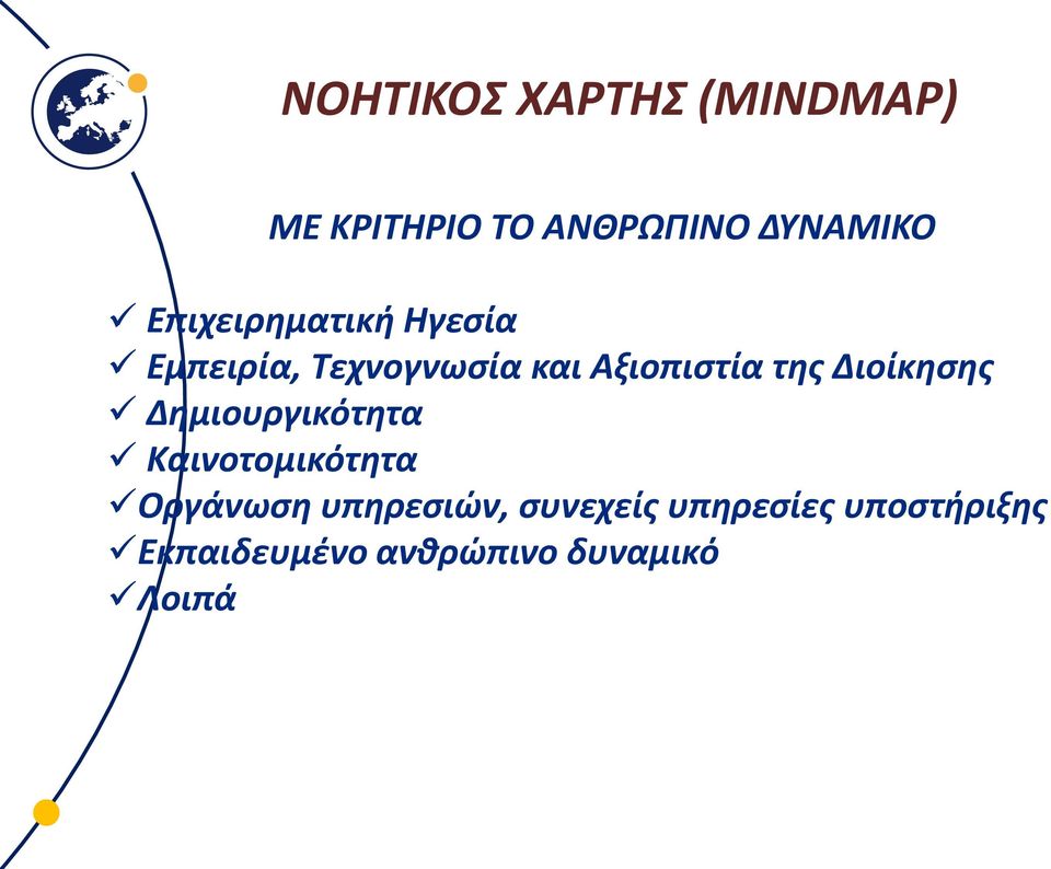 Διοίκησης Δημιουργικότητα Καινοτομικότητα Οργάνωση υπηρεσιών,