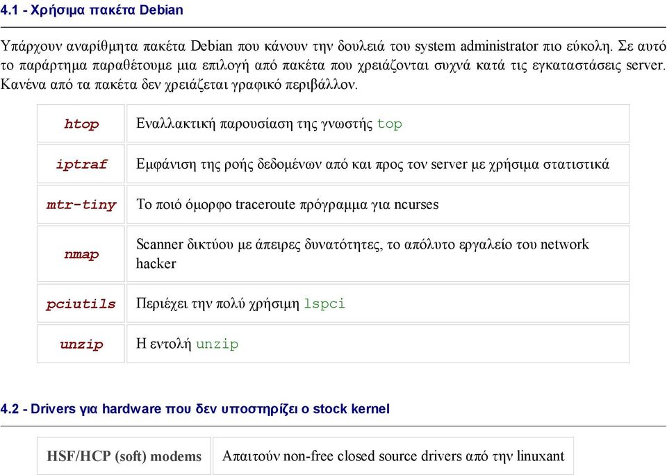 htop iptraf Εναλλακτική παρουσίαση της γνωστής top Εµφάνιση της ροής δεδοµένων από και προς τον server µε χρήσιµα στατιστικά mtr-tiny Το ποιό όµορφο traceroute πρόγραµµα για ncurses nmap