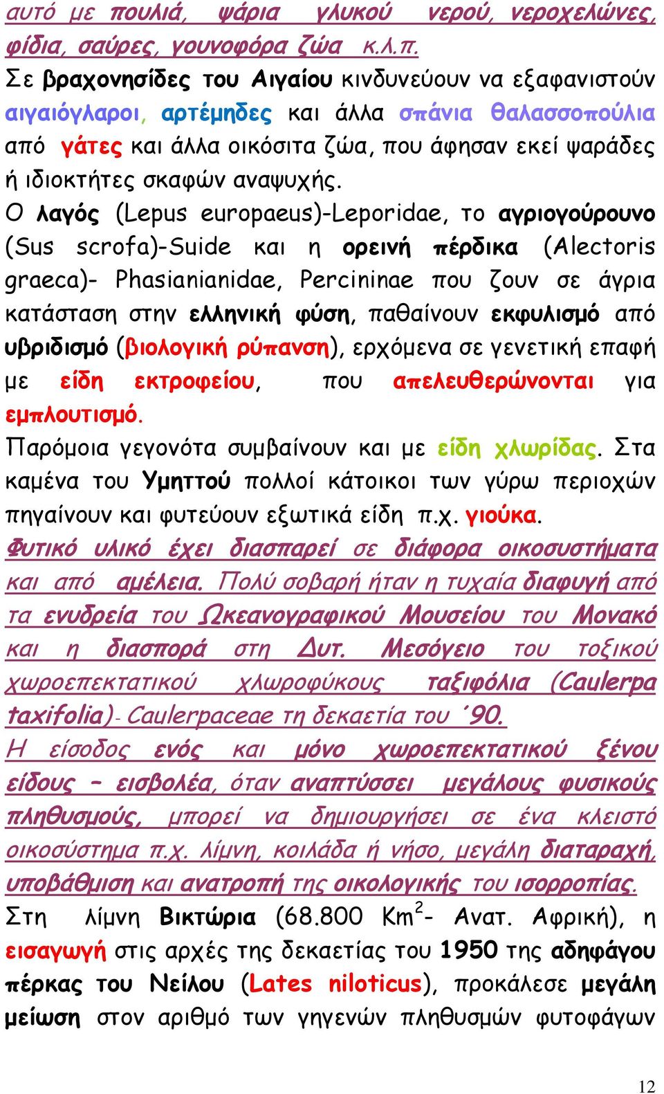 Σε βραχονησίδες του Αιγαίου κινδυνεύουν να εξαφανιστούν αιγαιόγλαροι, αρτέμηδες και άλλα σπάνια θαλασσοπούλια από γάτες και άλλα οικόσιτα ζώα, που άφησαν εκεί ψαράδες ή ιδιοκτήτες σκαφών αναψυχής.