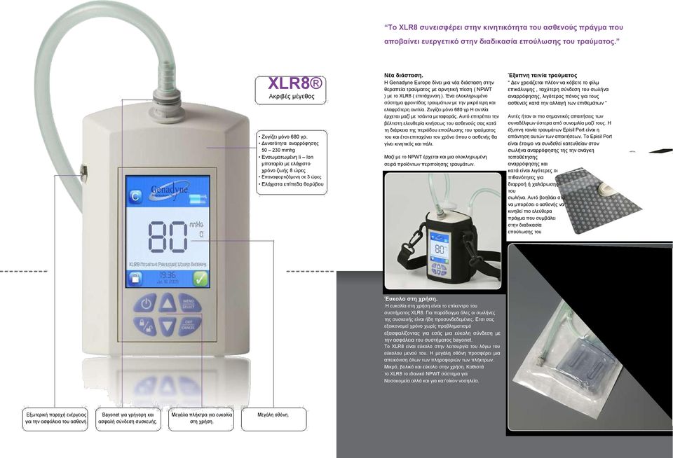 Ζ Genadyne Europe δίλεη κηα λέα δηάζηαζε ζηελ ζεξαπεία ηξαύκαηνο κε αξλεηηθή πίεζε ( ΝPWT ) κε ην XLR8 ( επηηάρπλζε ).