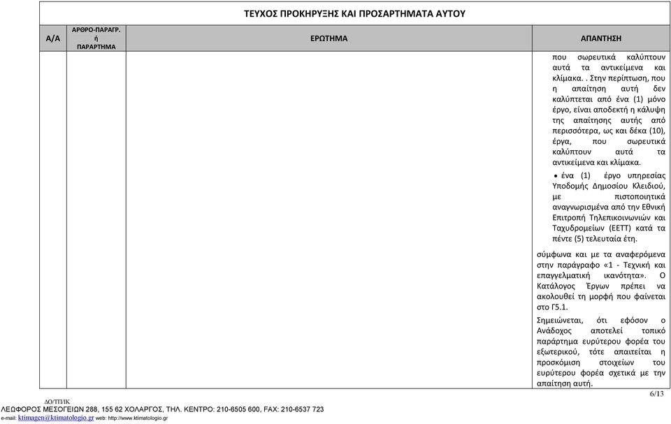 Δημοσίου Κλειδιού, με πιστοποιητικά αναγνωρισμένα από την Εθνικ Επιτροπ Τηλεπικοινωνιών και Ταχυδρομείων (ΕΕΤΤ) κατά τα πέντε (5) τελευταία έτη.