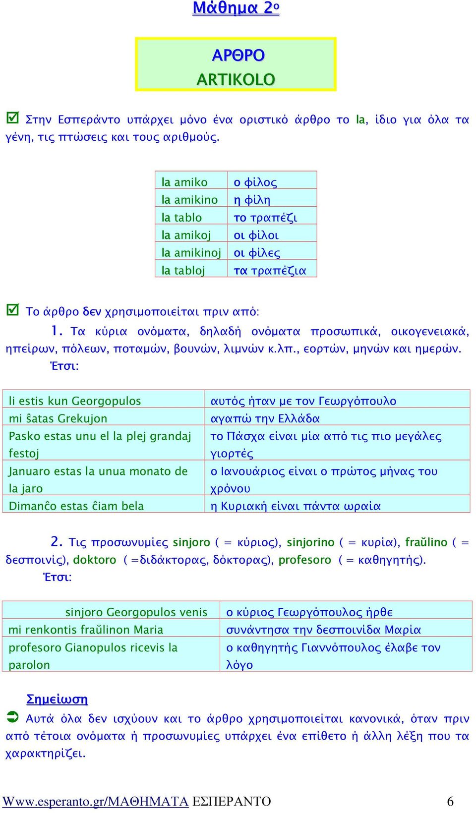 Τα κύρια ονόµατα, δηλαδή ονόµατα προσωπικά, οικογενειακά, ηπείρων, πόλεων, ποταµών, βουνών, λιµνών κ.λπ., εορτών, µηνών και ηµερών.