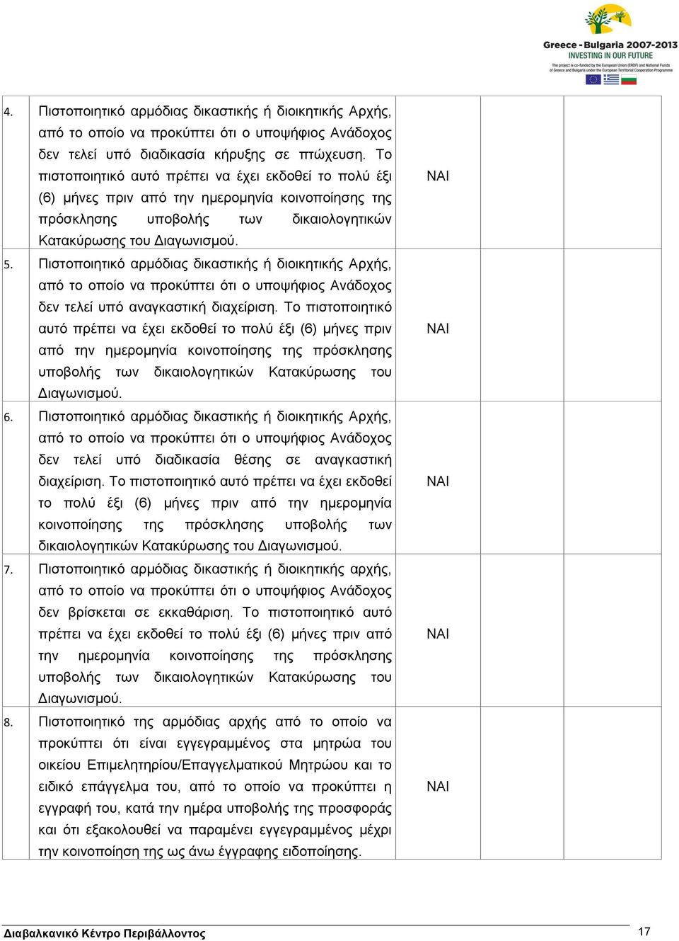 Πιστοποιητικό αρμόδιας δικαστικής ή διοικητικής Αρχής, δεν τελεί υπό αναγκαστική διαχείριση.