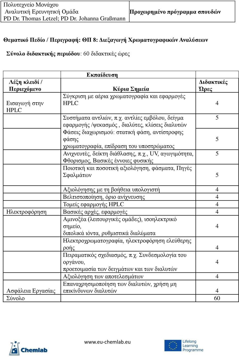 αντλίες εμβόλου, δείγμα εφαρμογής /ψεκασμός, διαλύτες, κλίσεις διαλυτών Φάσεις διαχω