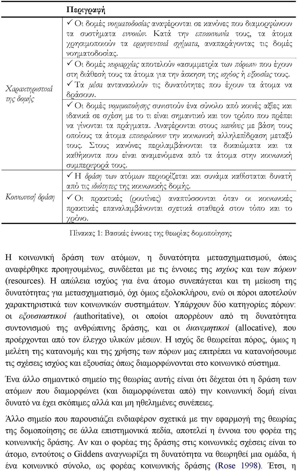 Οι δομές κυριαρχίας αποτελούν «ασυμμετρία των πόρων» που έχουν στη διάθεσή τους τα άτομα για την άσκηση της ισχύος ή εξουσίας τους. Τα μέσα αντανακλούν τις δυνατότητες που έχουν τα άτομα να δράσουν.