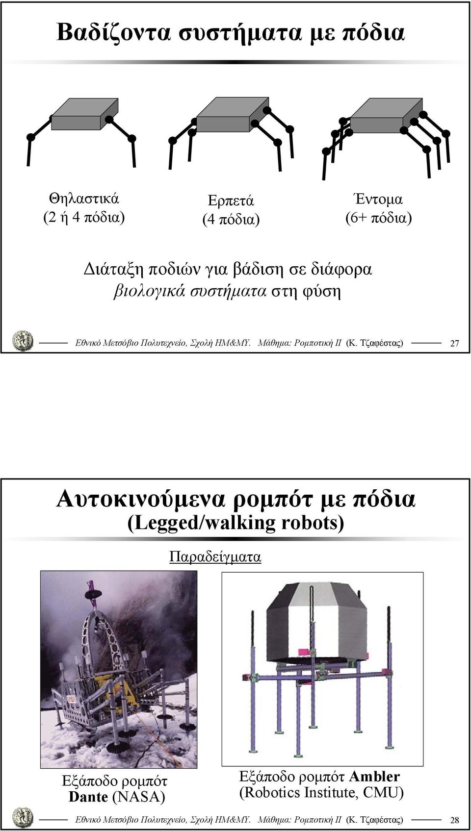 φύση 7 Αυτοκινούμενα ρομπότ με πόδια (Legged/walking robots) Παραδείγματα