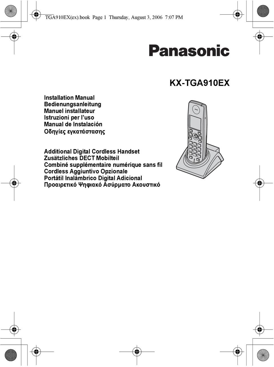 installateur Istruzioni per l uso Manual de Instalación Οδηγίες εγκατάστασης KX-TGA910EX Additional