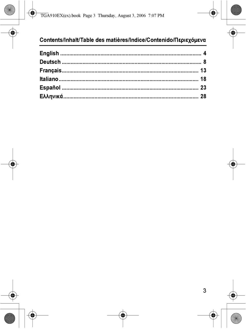 Contents/Inhalt/Table des