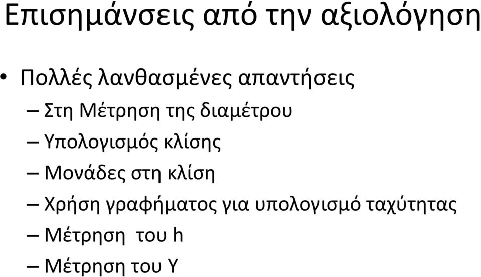 διαμέτρου Υπολογισμός κλίσης Μονάδες στη κλίση