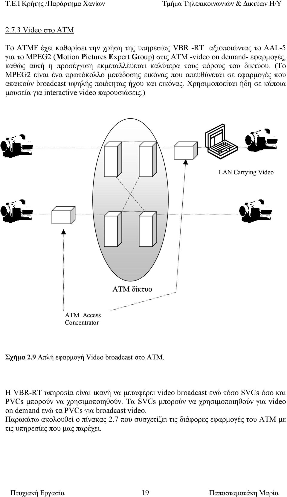 Χρησιµοποείται ήδη σε κάποια µουσεία για interactive video παρουσιάσεις.) LAN Carrying Video video co ATM Network ΑΤΜ δίκτυο ATM Access Concentrator Σχήµα 2.9 Απλή εφαρµογή Video broadcast στο ΑΤΜ.