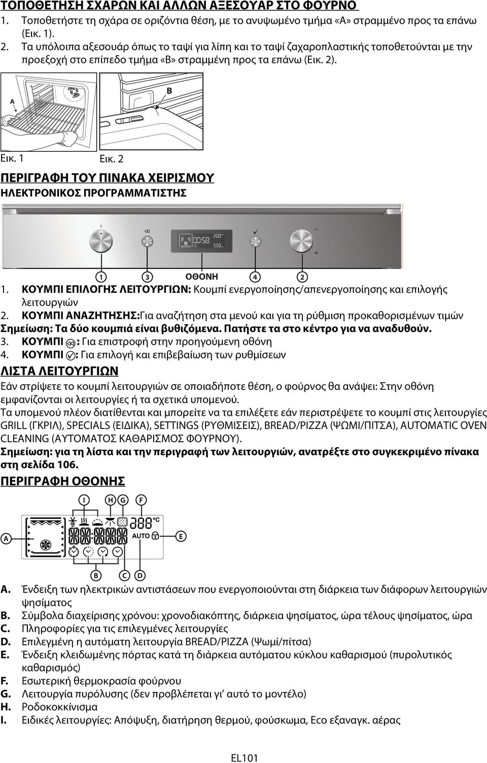 Fig. 1 Fig. Εικ. 2 ΠΕΡΙΓΡΑΦΗ ΤΟΥ ΠΙΝΑΚΑ ΧΕΙΡΙΣΜΟΥ ΗΛΕΚΤΡΟΝΙΚΟΣ ΠΡΟΓΡΑΜΜΑΤΙΣΤΗΣ 1 3 ΟΘΟΝΗ 4 2 1. ΚΟΥΜΠΙ ΕΠΙΛΟΓΗΣ ΛΕΙΤΟΥΡΓΙΩΝ: Κουμπί ενεργοποίησης/απενεργοποίησης και επιλογής λειτουργιών 2.