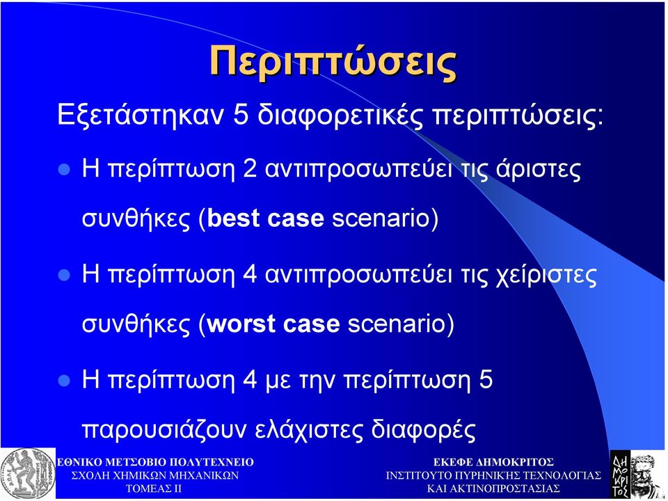 περίπτωση 4 αντιπροσωπεύει τις χείριστες συνθήκες (worst case