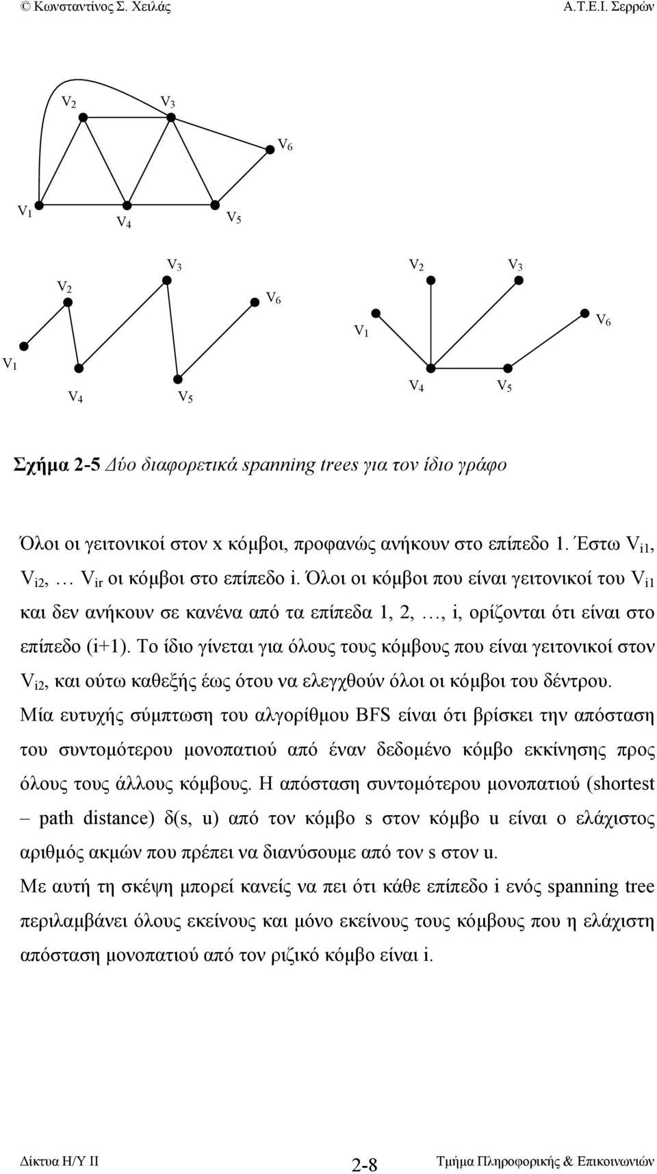 Το ίδιο γίνεται για όλους τους κόµβους που είναι γειτονικοί στον V i2, και ούτω καθεξής έως ότου να ελεγχθούν όλοι οι κόµβοι του δέντρου.