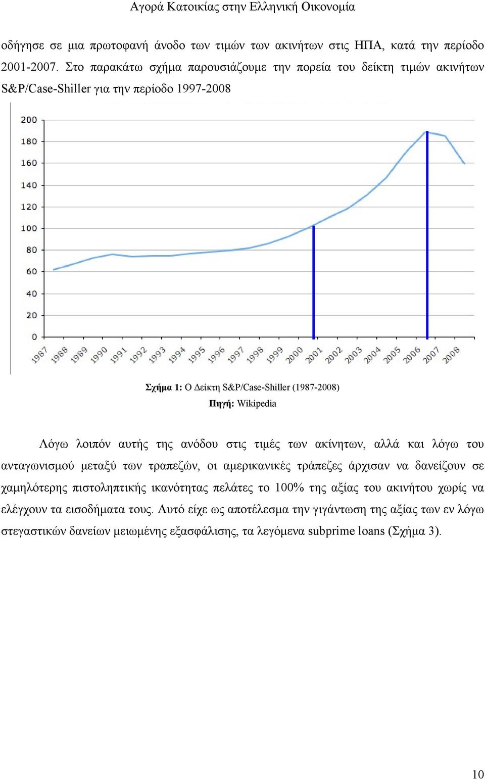 Wikipedia Λόγω λοιπόν αυτής της ανόδου στις τιμές των ακίνητων, αλλά και λόγω του ανταγωνισμού μεταξύ των τραπεζών, οι αμερικανικές τράπεζες άρχισαν να δανείζουν σε