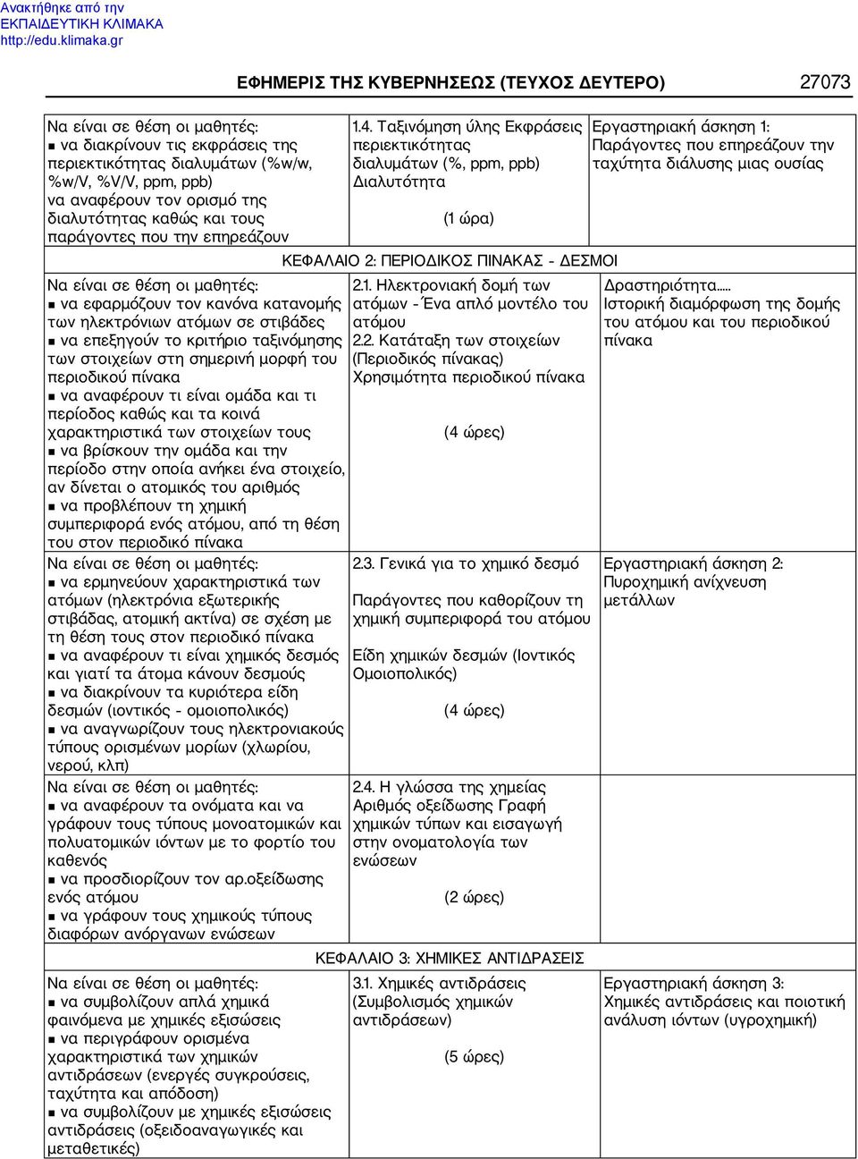 2. Κατάταξη των στοιχείων των στοιχείων στη σημερινή μορφή του (Περιοδικός πίνακας) περιοδικού πίνακα Χρησιμότητα περιοδικού πίνακα να αναφέρουν τι είναι ομάδα και τι περίοδος καθώς και τα κοινά