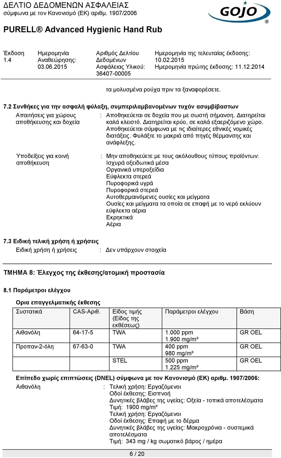 Διατηρείται κρύο, σε καλά εξαεριζόμενο χώρο. Αποθηκεύεται σύμφωνα με τις ιδιαίτερες εθνικές νομικές διατάξεις. Φυλάξτε το μακριά από πηγές θέρμανσης και ανάφλεξης.