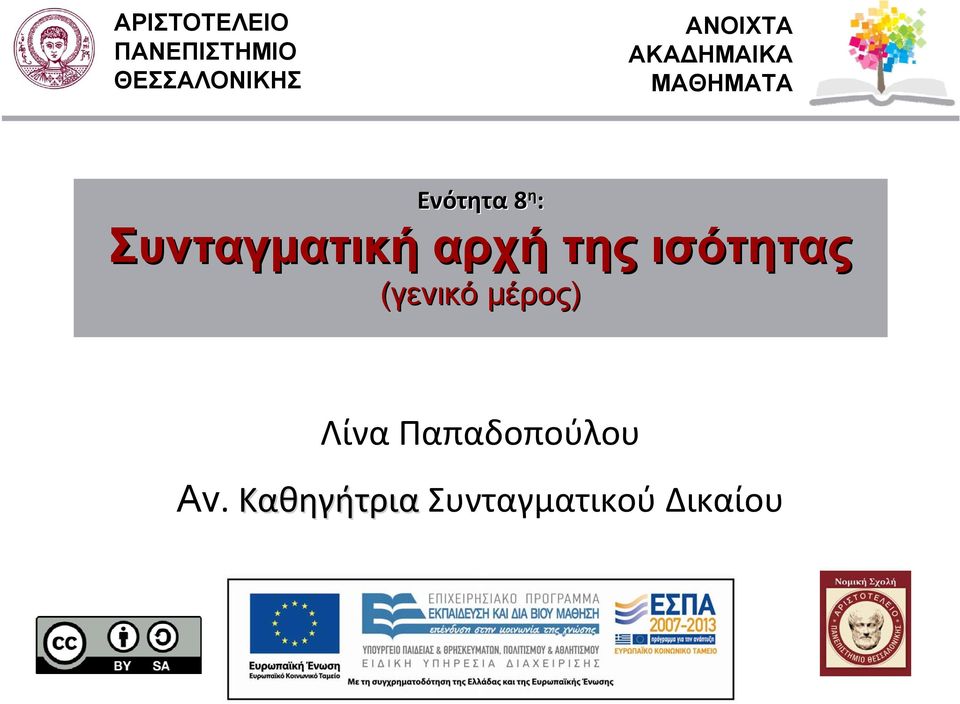 Συνταγματική αρχή της ισότητας (γενικό μέρος)