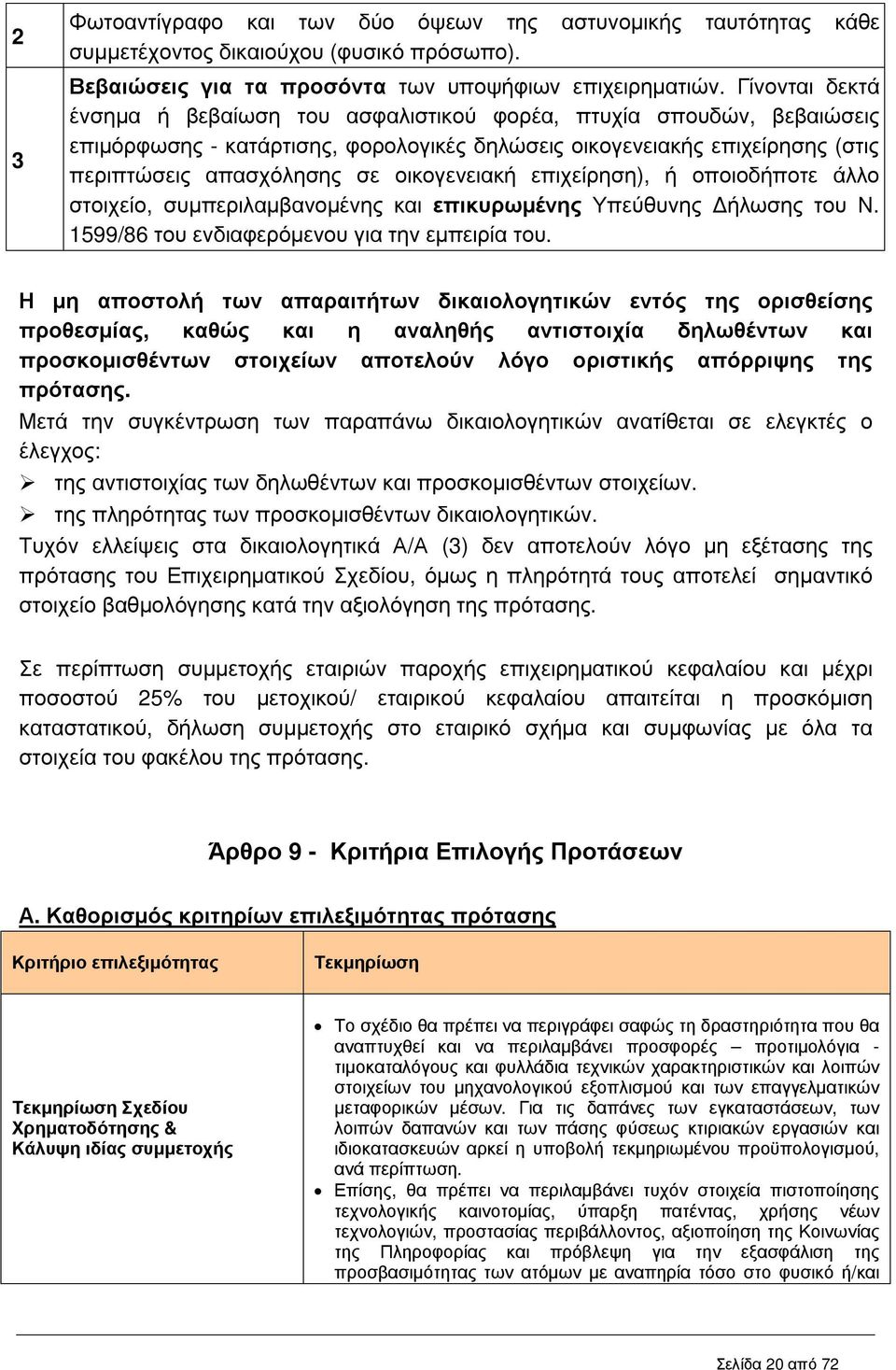 οικογενειακή επιχείρηση), ή οποιοδήποτε άλλο στοιχείο, συµπεριλαµβανοµένης και επικυρωµένης Υπεύθυνης ήλωσης του Ν. 1599/86 του ενδιαφερόµενου για την εµπειρία του.