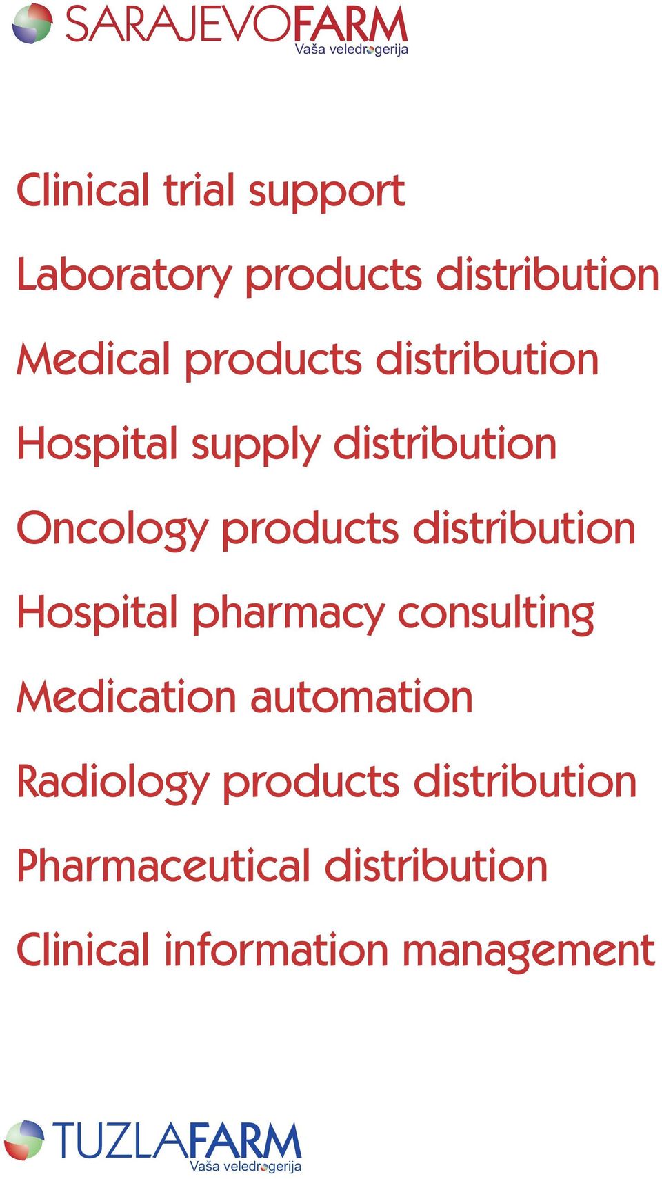 products distribution Hospital pharmacy consulting Medication automation Radiology