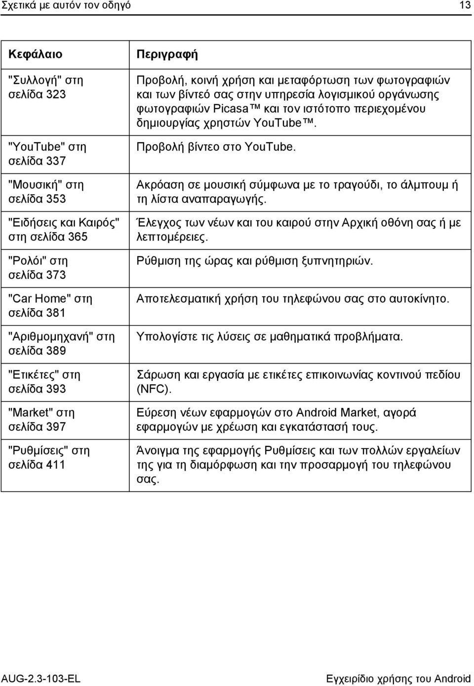 υπηρεσία λογισμικού οργάνωσης φωτογραφιών Picasa και τον ιστότοπο περιεχομένου δημιουργίας χρηστών YouTube. Προβολή βίντεο στο YouTube.