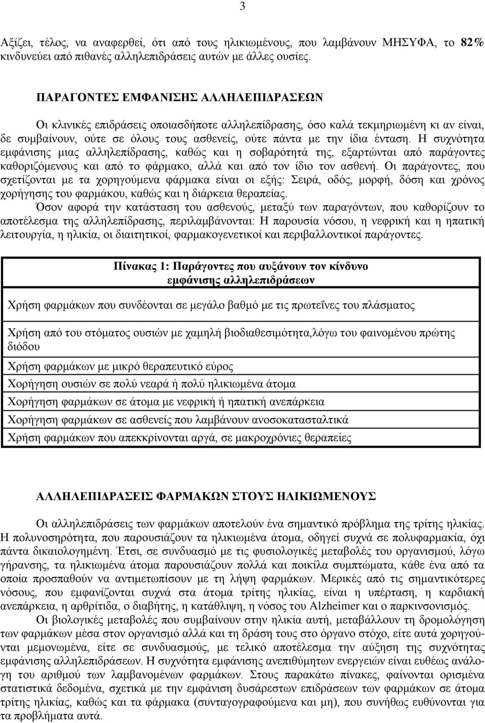 Η συχνότητα εμφάνισης μιας αλληλεπίδρασης, καθώς και η σοβαρότητά της, εξαρτώνται από παράγοντες καθοριζόμενους και από το φάρμακο, αλλά και από τον ίδιο τον ασθενή.