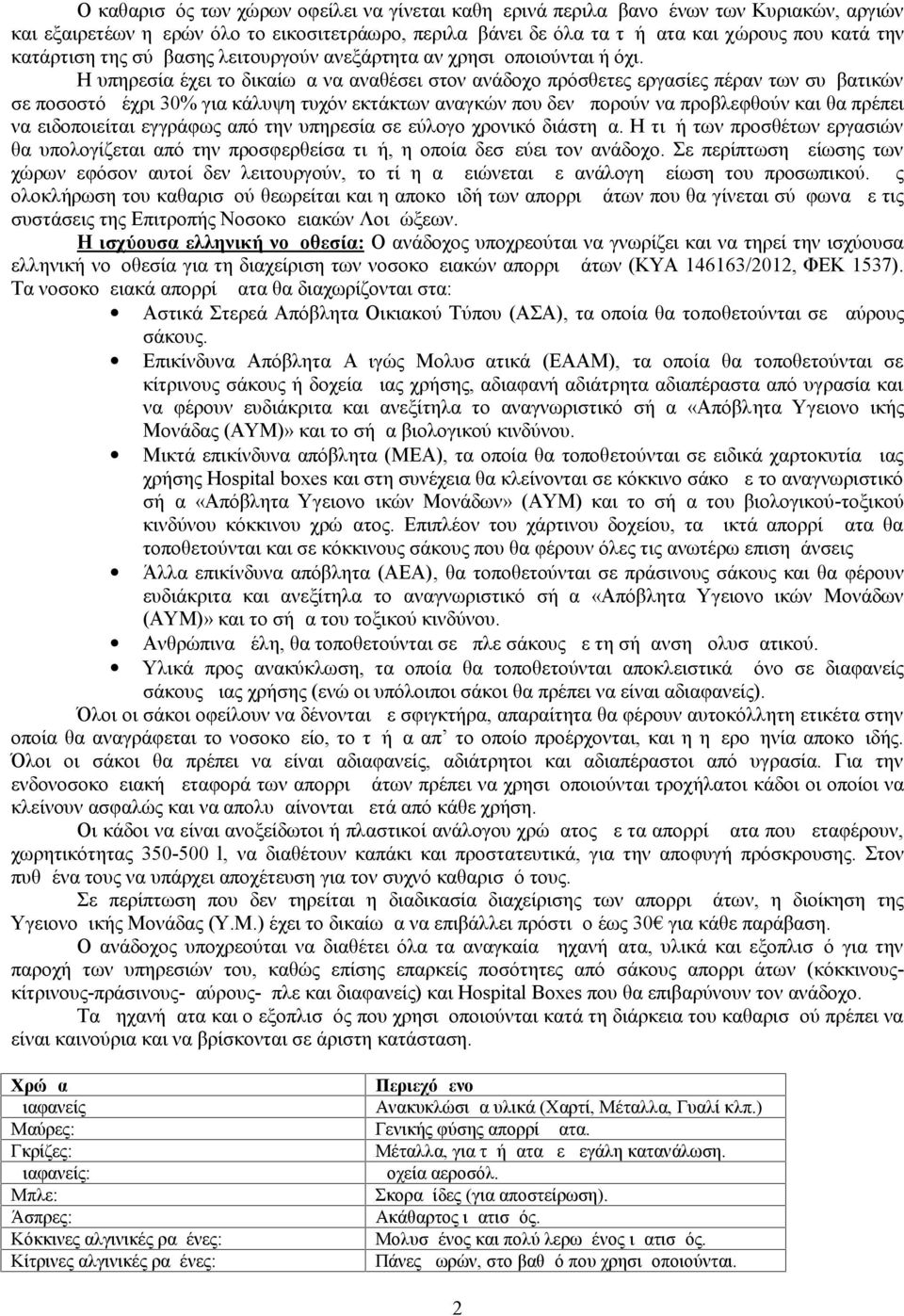 Η υπηρεσία έχει το δικαίωμα να αναθέσει στον ανάδοχο πρόσθετες εργασίες πέραν των συμβατικών σε ποσοστό μέχρι 30% για κάλυψη τυχόν εκτάκτων αναγκών που δεν μπορούν να προβλεφθούν και θα πρέπει να