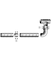 Σωλήνας Spiro Οι σωλήνες spiro υπάρχουν στα μεγέθη: Ø80 x 1500 Ø100 x 1500 Ø125 x 1500 Ο σύνδεσμος σωλήνων Spiro (1) χρησιμοποιείται για σύνδεση των δομών των σωλήνων.